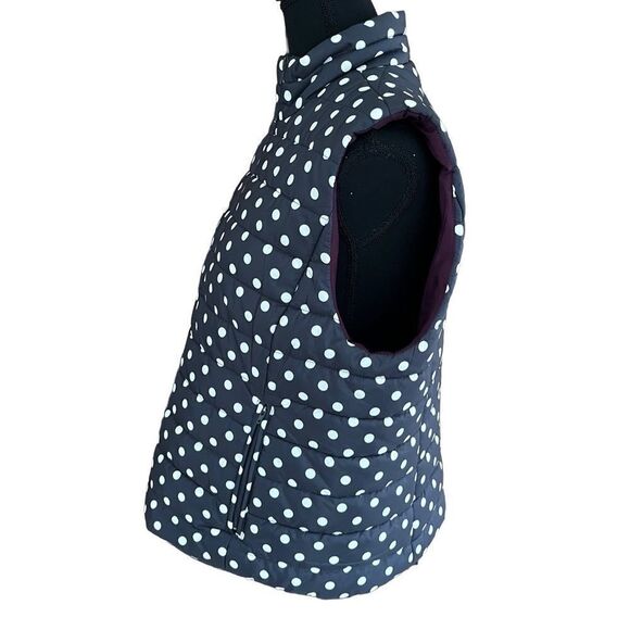 LOFT gray/white polka dot zip front vest, size L - Picture 3 of 7